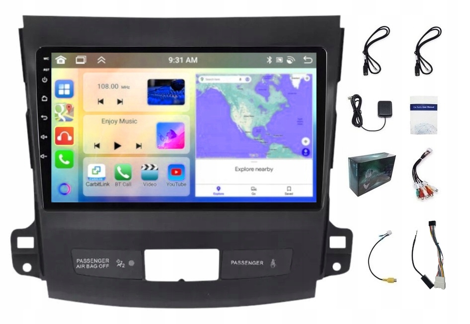Android Rádio Navigace Outlander Peugeot 4007 Carplay 6GB 128GB