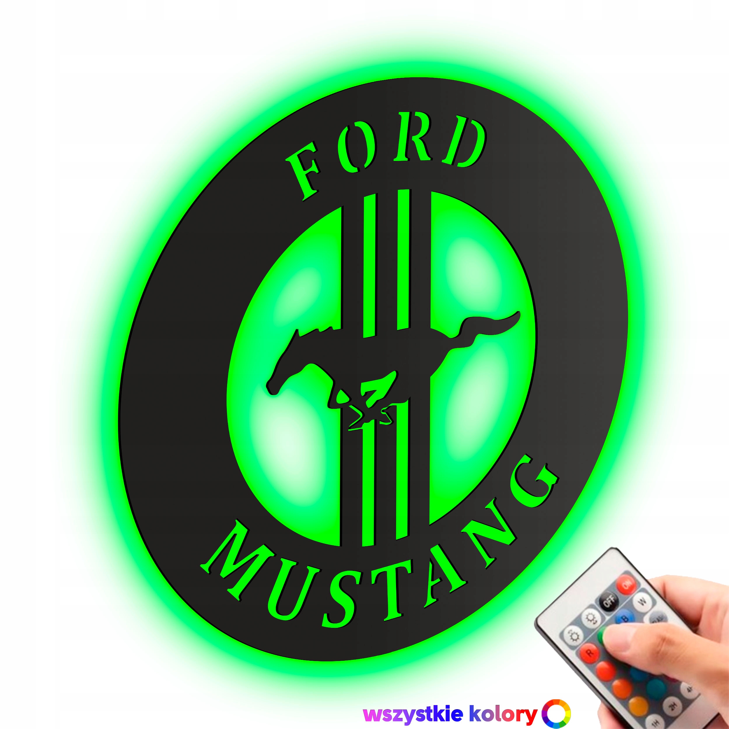 Dřevěný 3D obraz Logo Ford Mustang Nástěnná Dekorace Noční Lampa Led