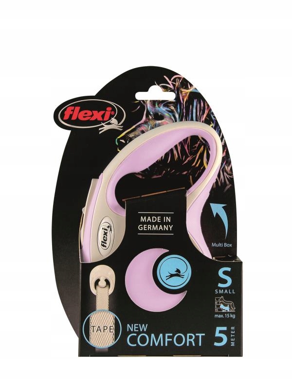 Levně New Comfort, vodítko automatické pro psa, růžové, S, 5m, páska