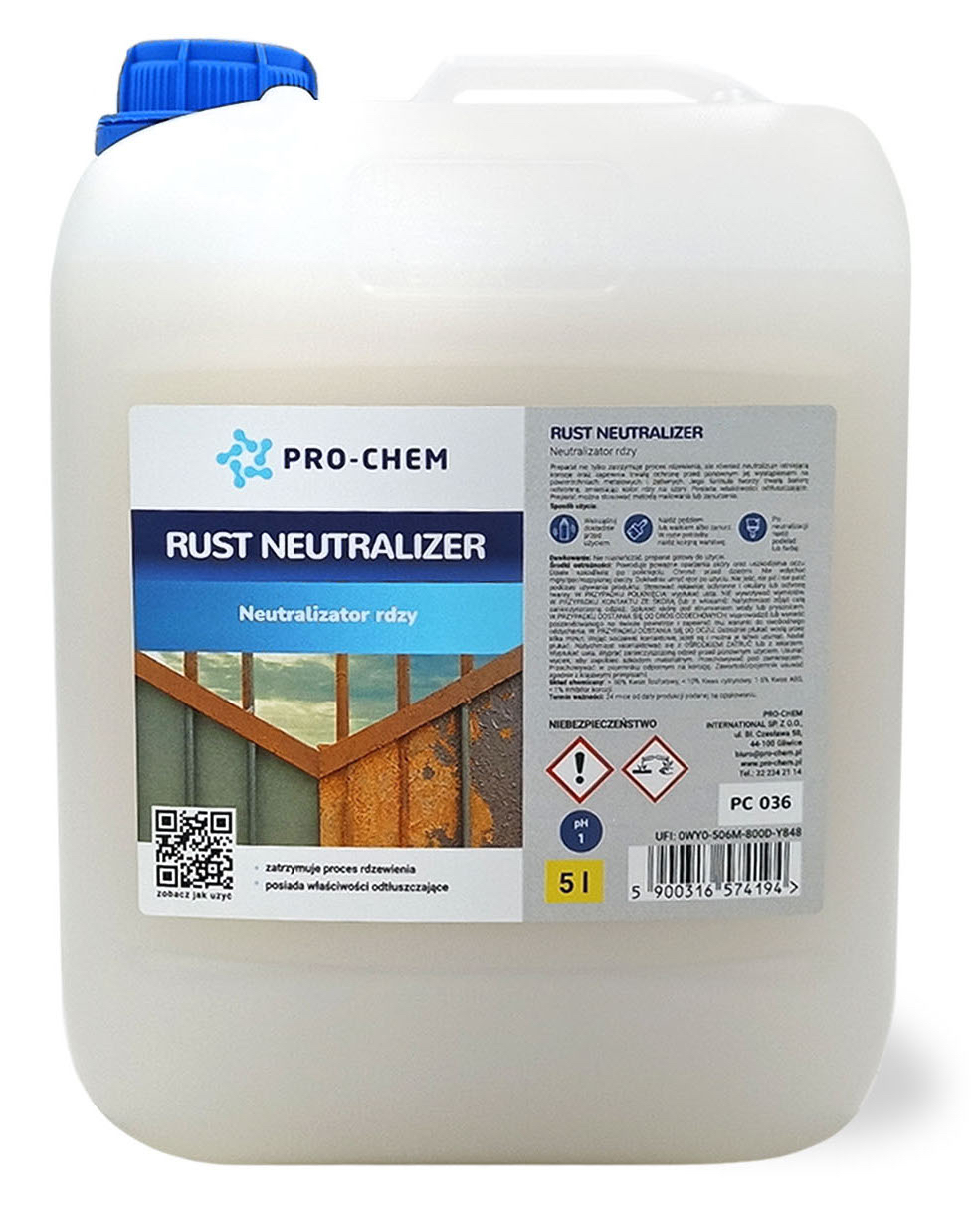 Neutralizator rdzy odrdzewiacz, odtłuszczacz Pro-chem Rust Neutralizer 5L