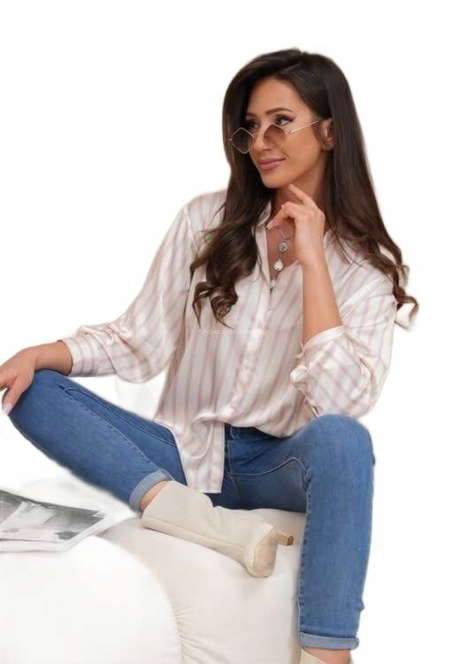 By O La La! Pruhovaná Košile Amelia Smetana/růžová S 36