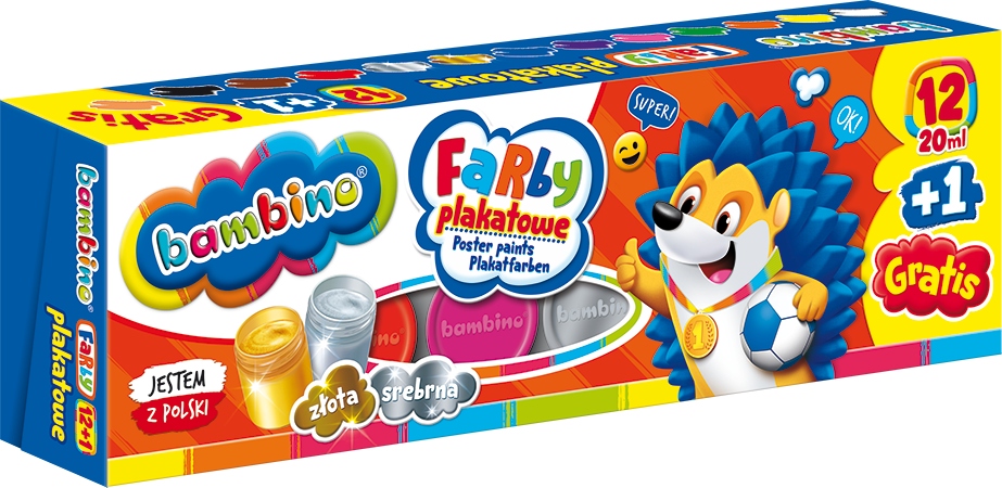 BAMBINO FARBY PLAKATOWE 12 KOL + 1 GRATIS 20 ML