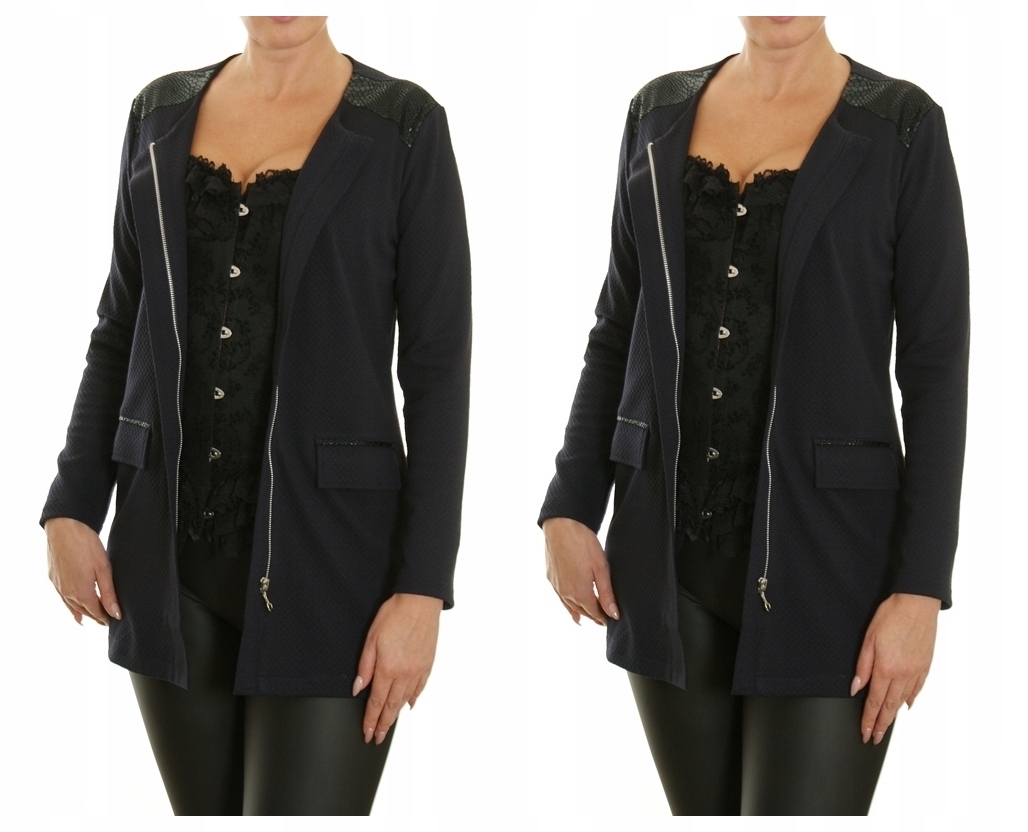 Elegancki żakiet długa marynarka na suwak 1129# MEGA WYPRZEDAŻ