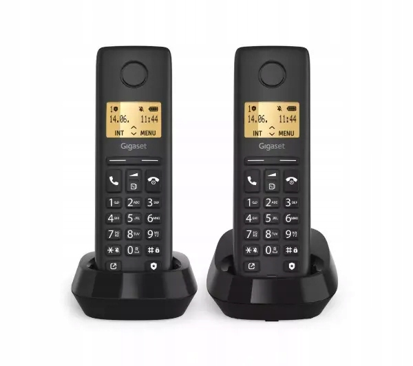 Telefon stacjonarny bezprzewodowy Gigaset Pure 100 Duo 2 Słuchawki Czarny