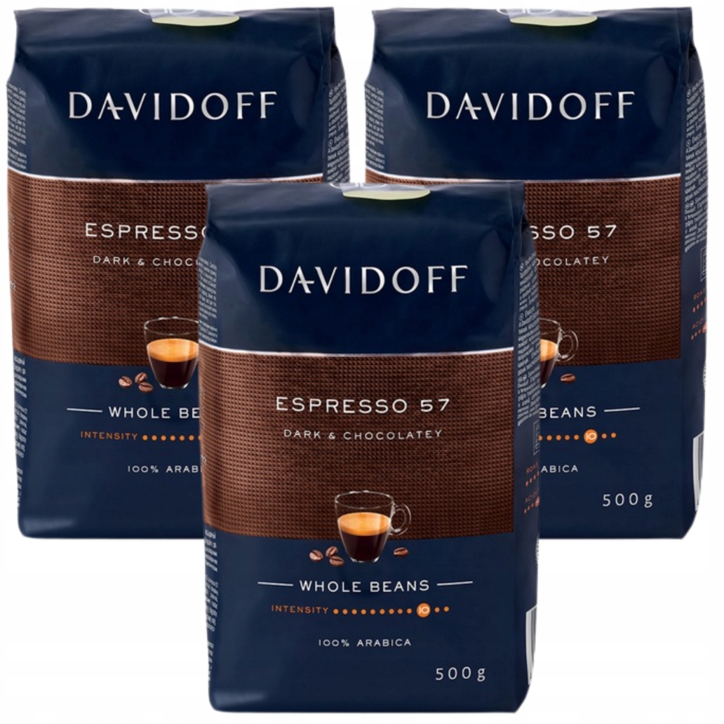 Levně Davidoff Espresso 57 Káva Zrnková 500 g x 3