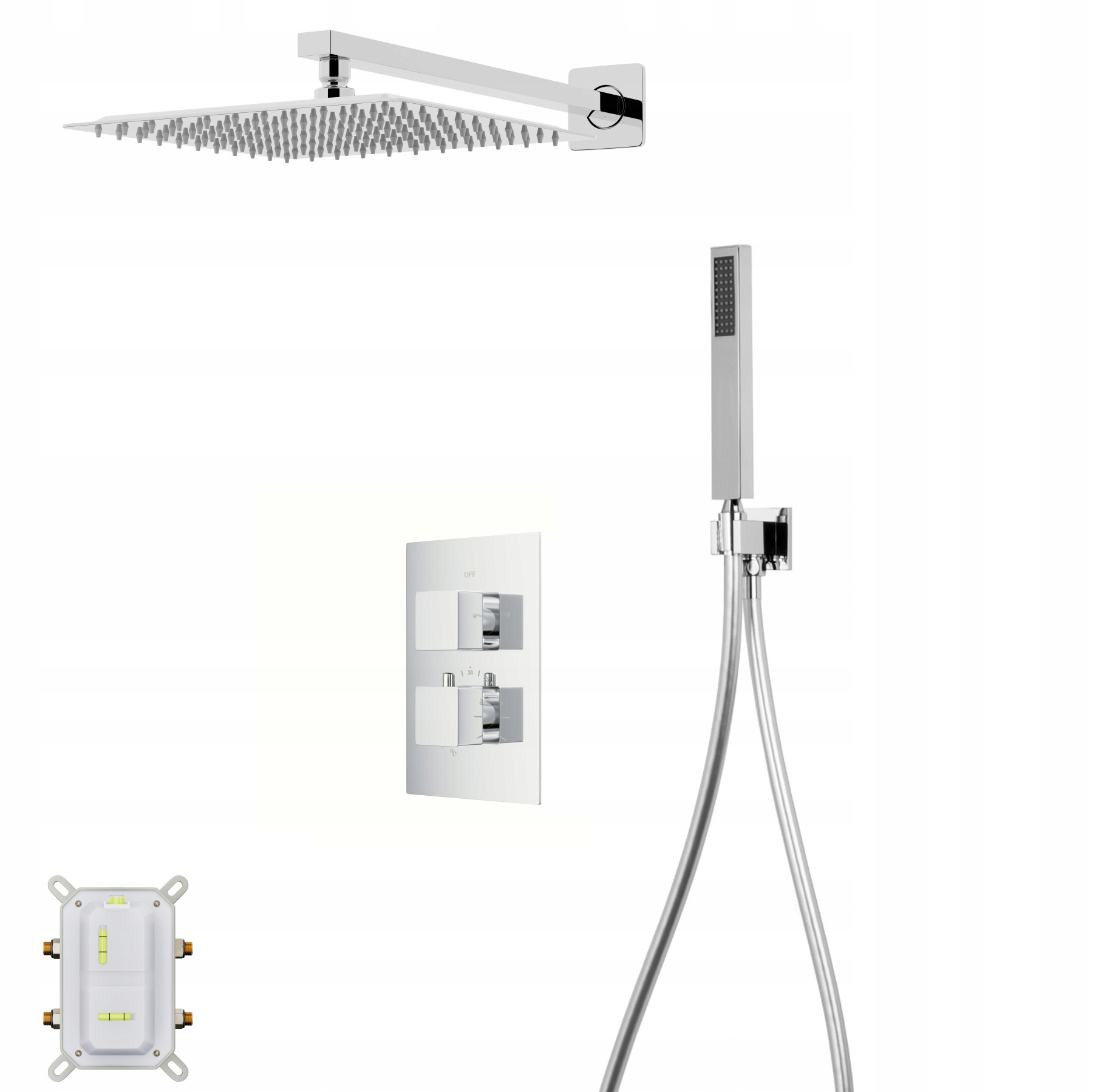 Sprchový set Corsan Ango chróm s dažďovou sprchou 25 cm s termostatickou batériou