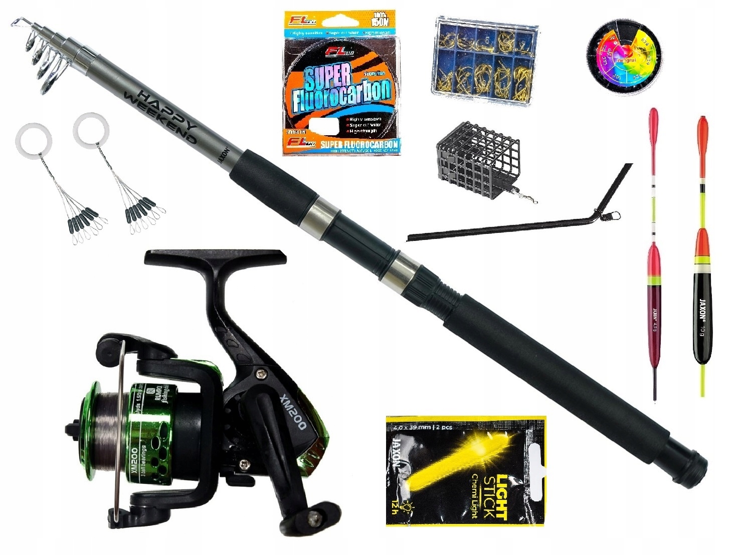 Zestaw na Spławik Wędka Jaxon Kołowrotek Haczyki