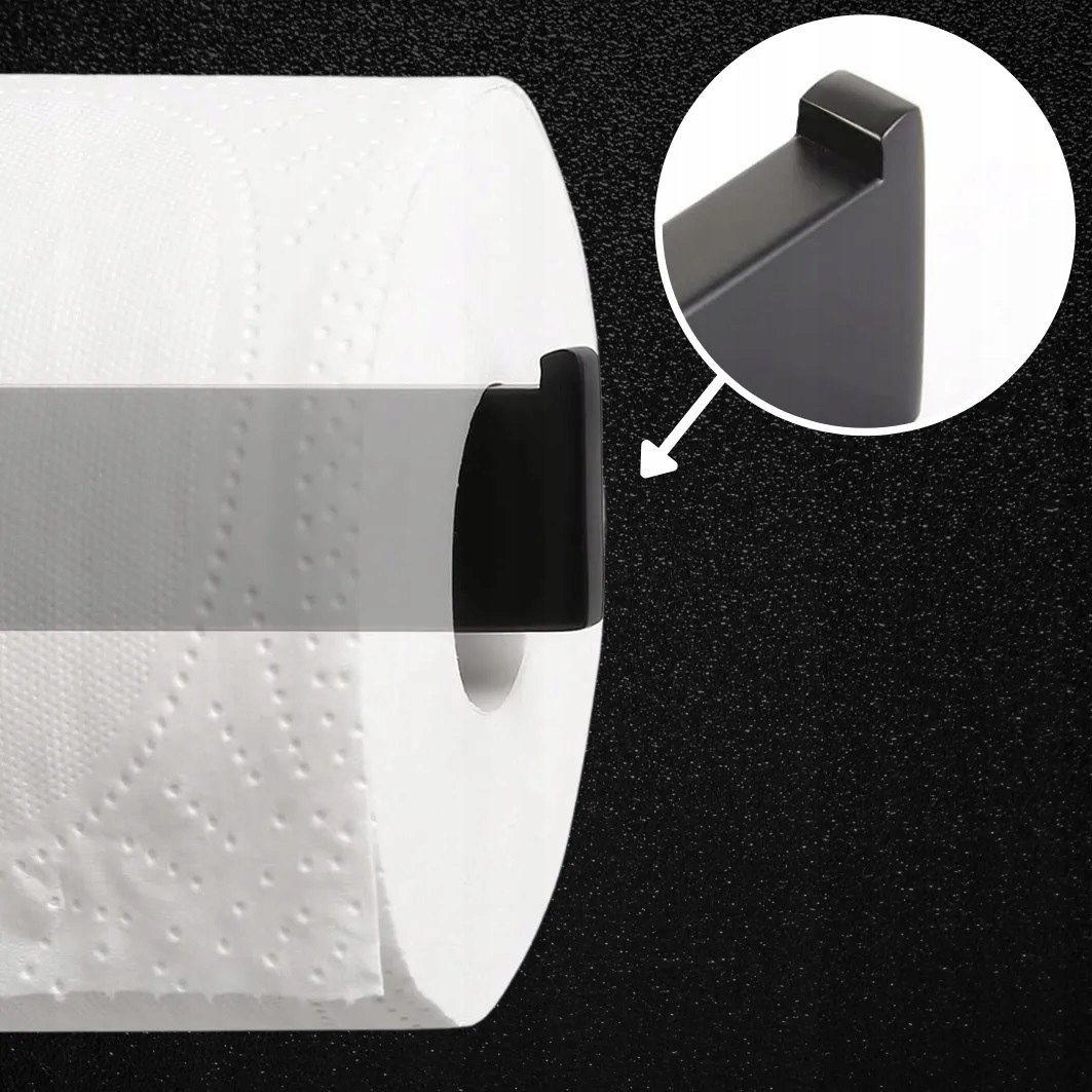 UCHWYT WIESZAK NA PAPIER TOALETOWY CZARNY MAT SAMOPRZYLEPNY BEZ WIERCENIA Marka Elektromet