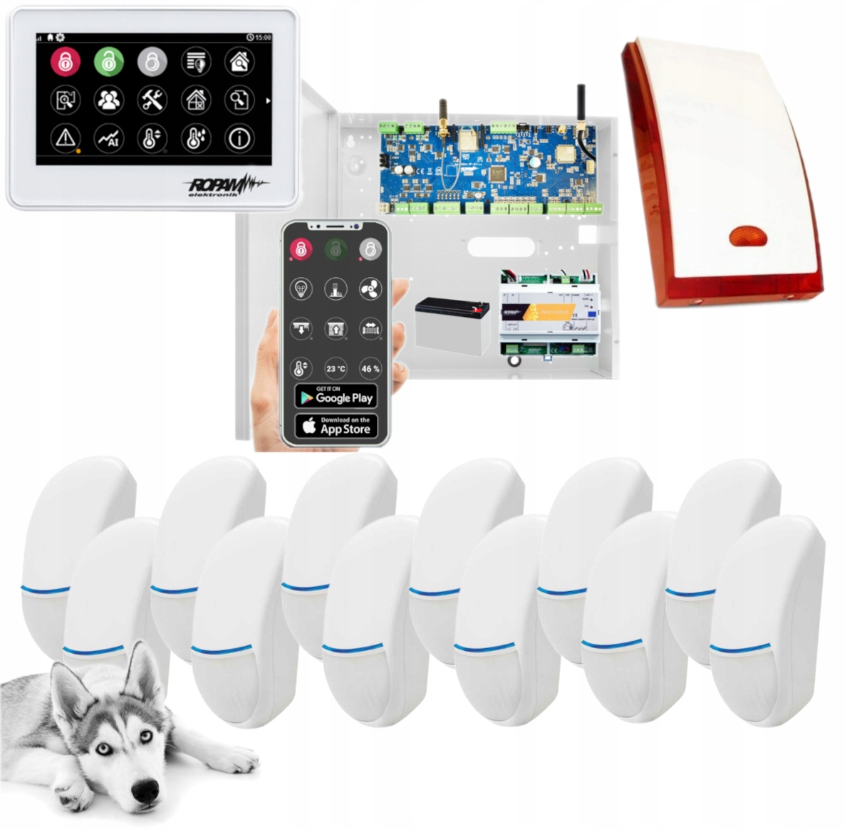 System Alarmowy Ropam NeoLTE-IP-64 Wifi 12 Czujek Bingo Plus Aplikacja