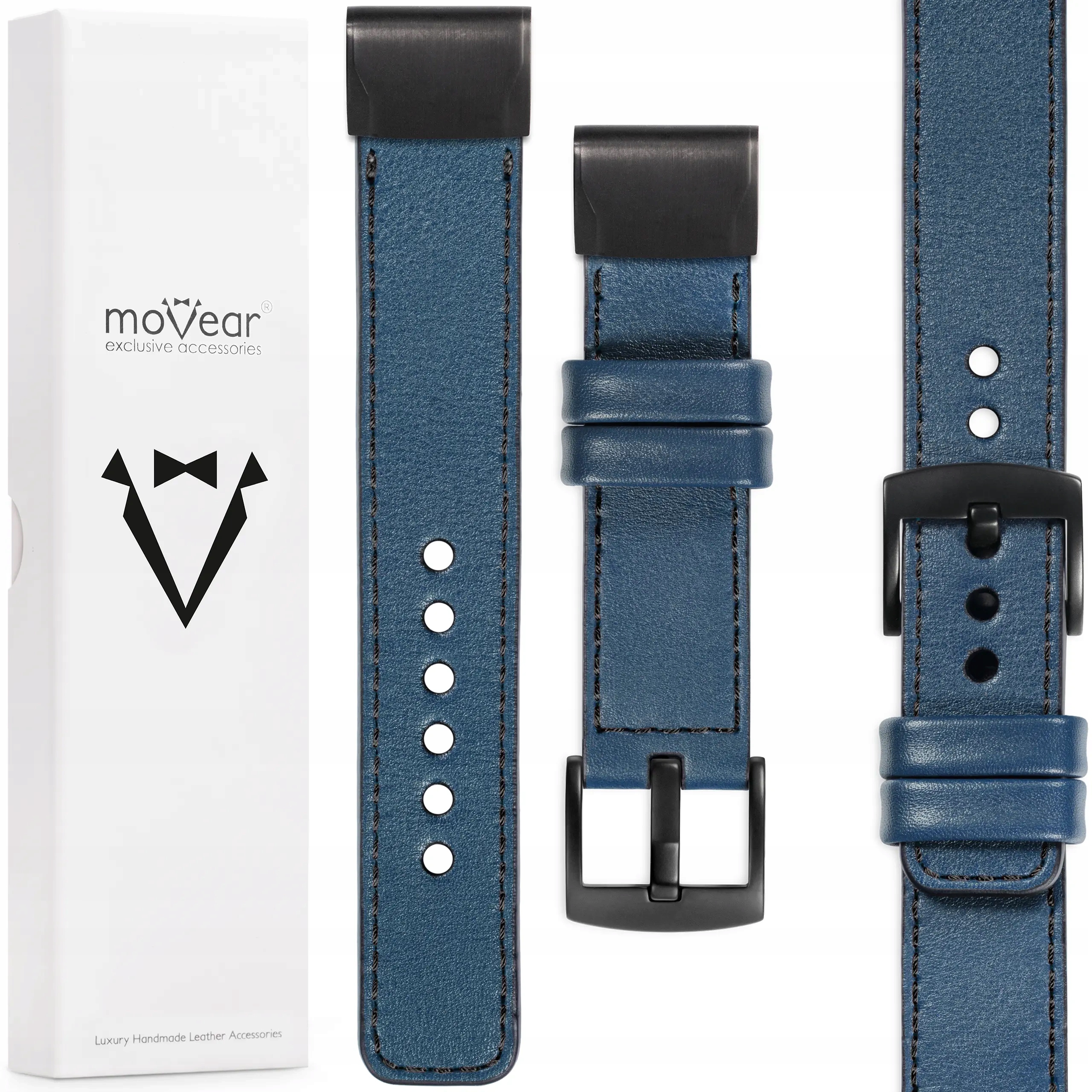 Prémiový kožený řemínek pro Garmin Fenix 8X 7X 6X 5X 3 QuickFit 26, ruční výroba