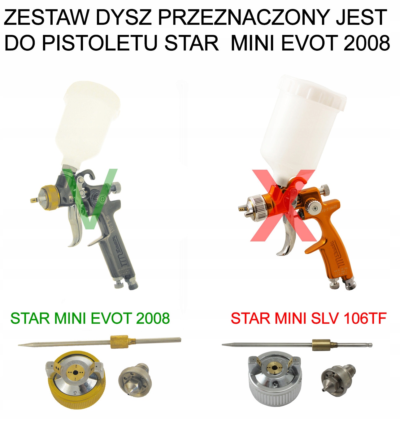 Zestaw dysz STAR MINI LVLP 1 0mm GOLD Producent code EVO T 106T 10G