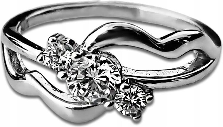 Stříbrný prstýnek 925 se třemi bílými zirkony 20r, stylový dárek pro ni