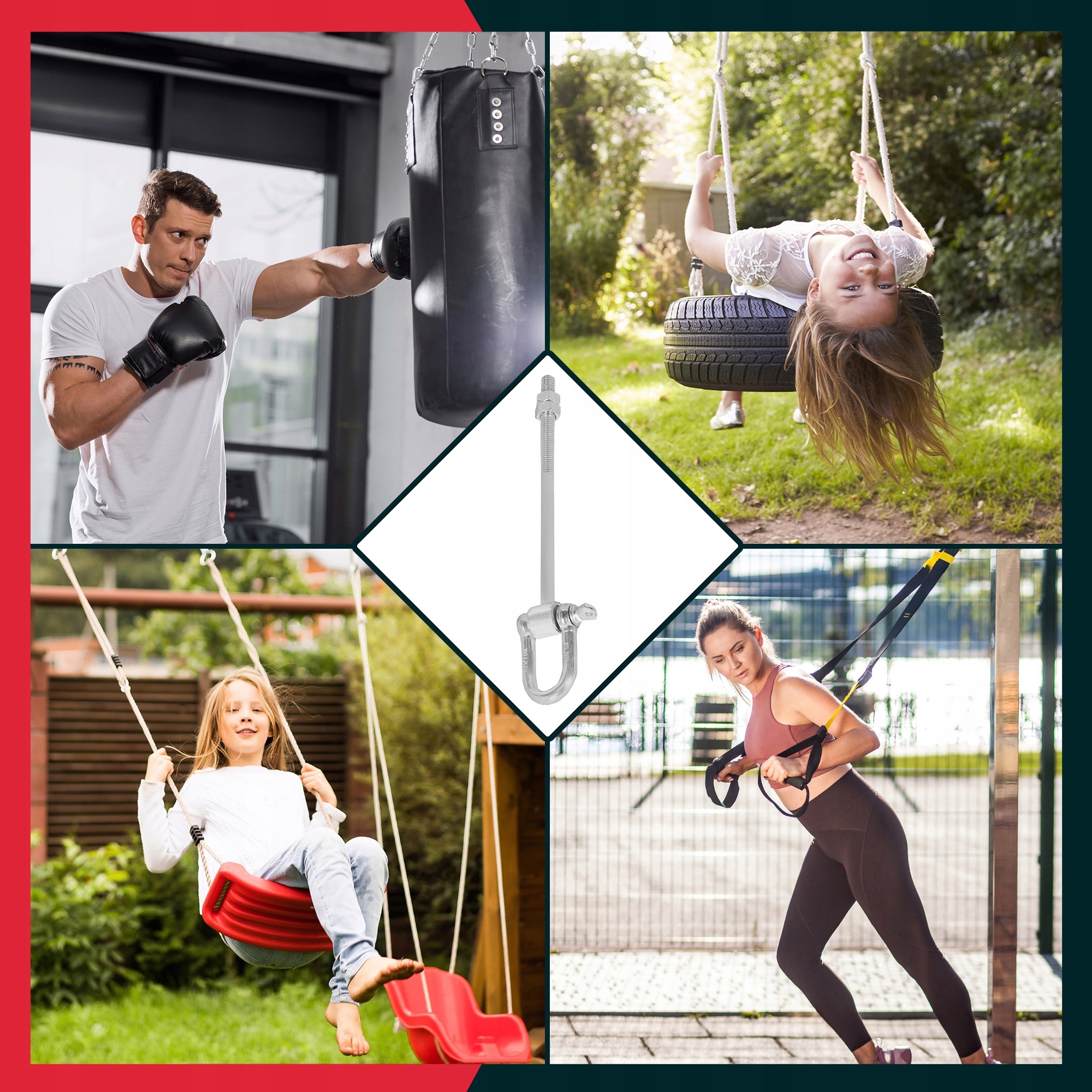 2 SZT HAK MOCOWANIE HUŚTAWKI Z SZEKLĄ M12 HAMAKA Materiał wykonania metal