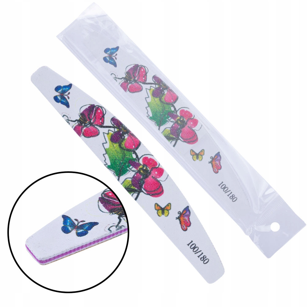 

Pilnik do paznokci łódka 100/180 motyl 10szt folia
