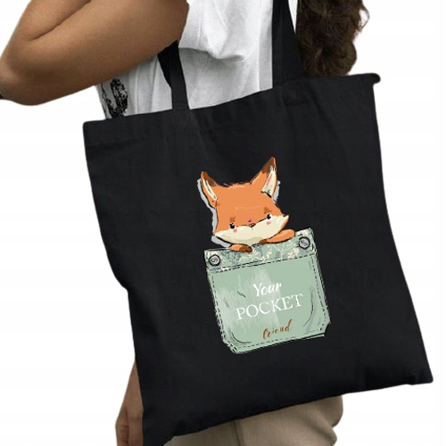 

Torba ekologiczna czarna Pocket Animals Różn Wzory