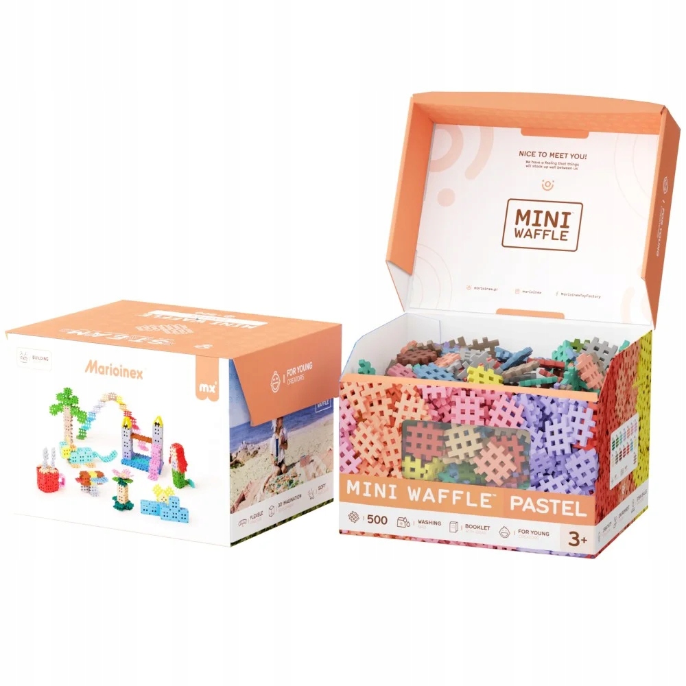 Klocki konstrukcyjne Mini Waffle Pastelowe 500 elementów Marioinex 903629
