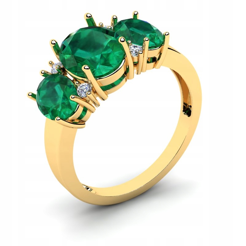 

Pierścionek Złoty Królewski Z Zielonymi Cyrkoniami