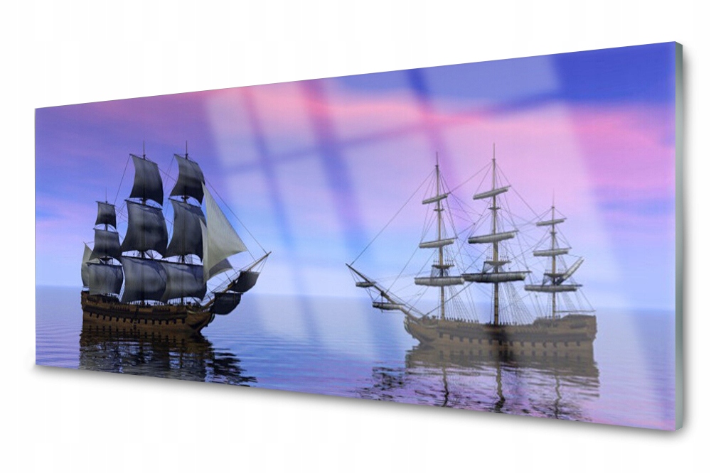 Skleněný panel do kuchyně Lodě Moře 125x50