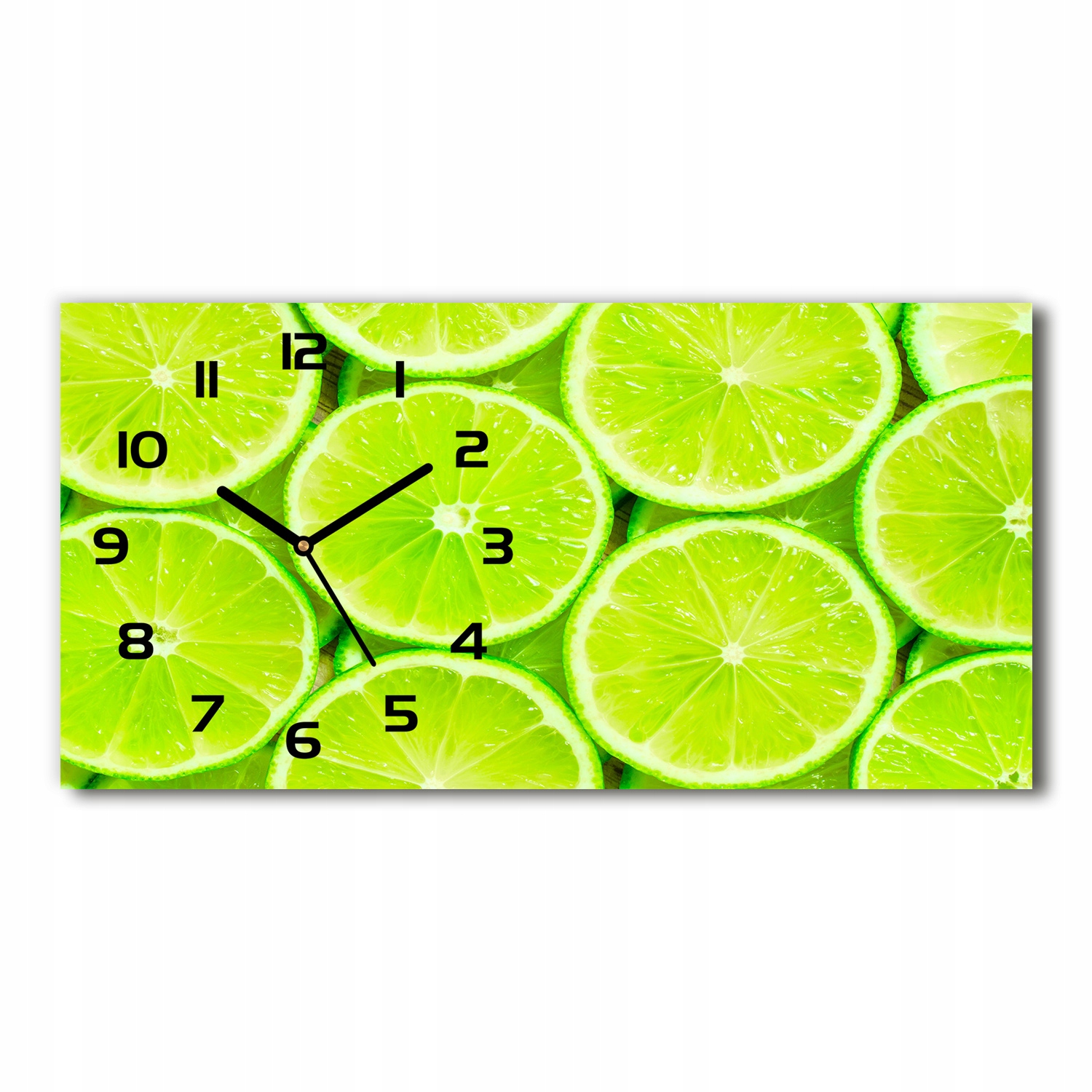 

Szklany zegar ścienny do salonu Limonki 60x30 cm