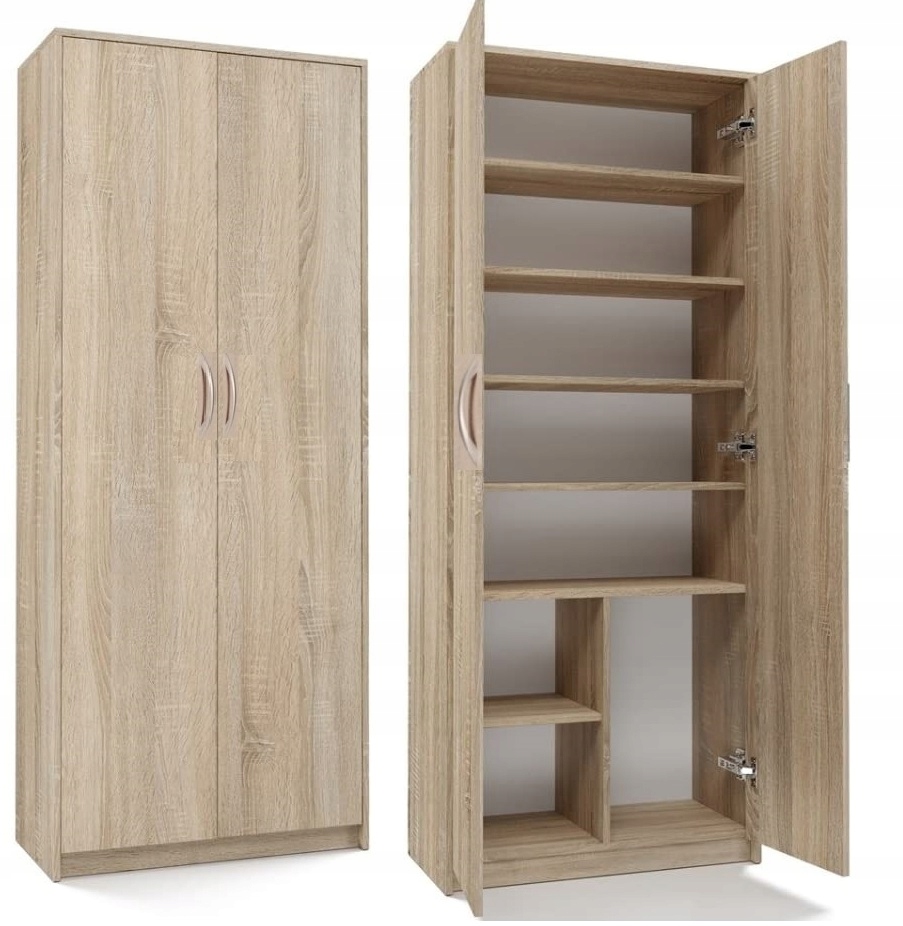 SZAFA DĄB SONOMA REGAŁ PÓŁKI LOREN 180 x 74 x 35 CM