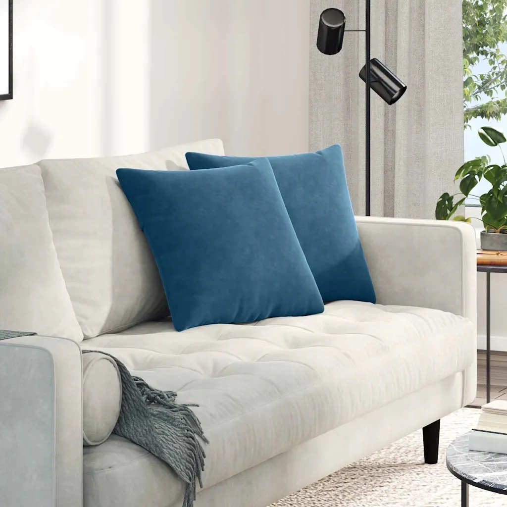 vidaXL Pohovkové polštáře 2 pcs Modrá 45 x 45 cm Žebrovaná látka