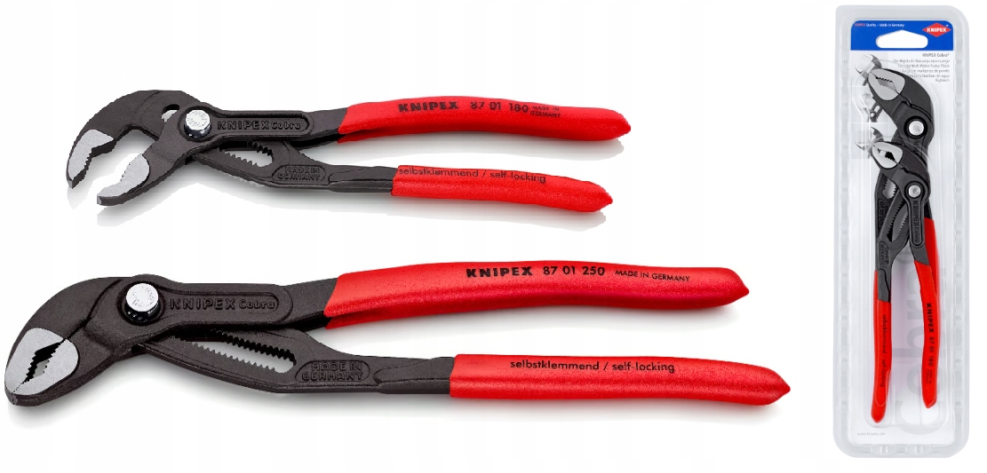 Zestaw szczypiec do rur Cobra 2-częściowy Knipex 00 31 20 V01 180mm i 250mm