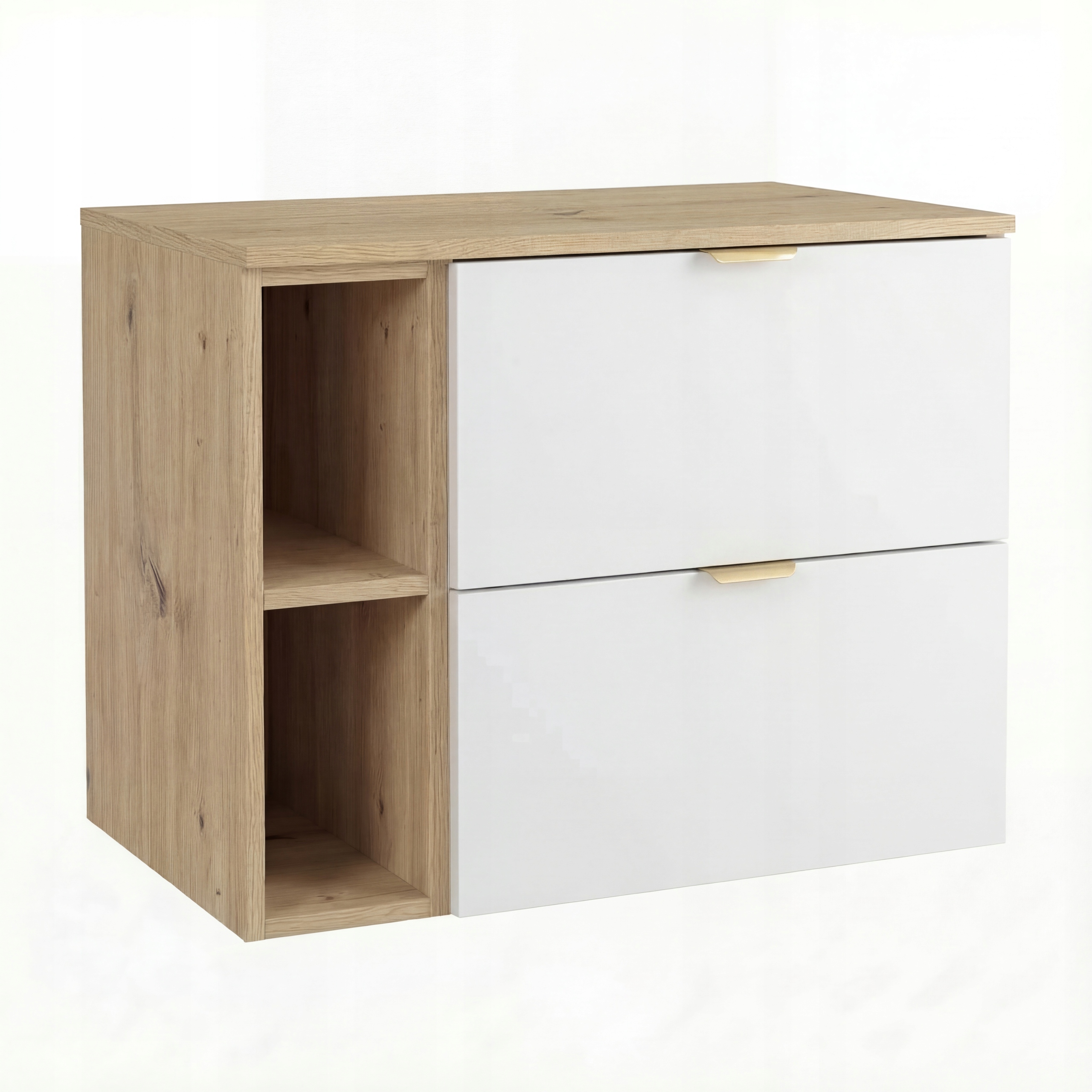 Skříňka pod umyvadlo 80 cm s regálem Bílá/Dub artisan Orio