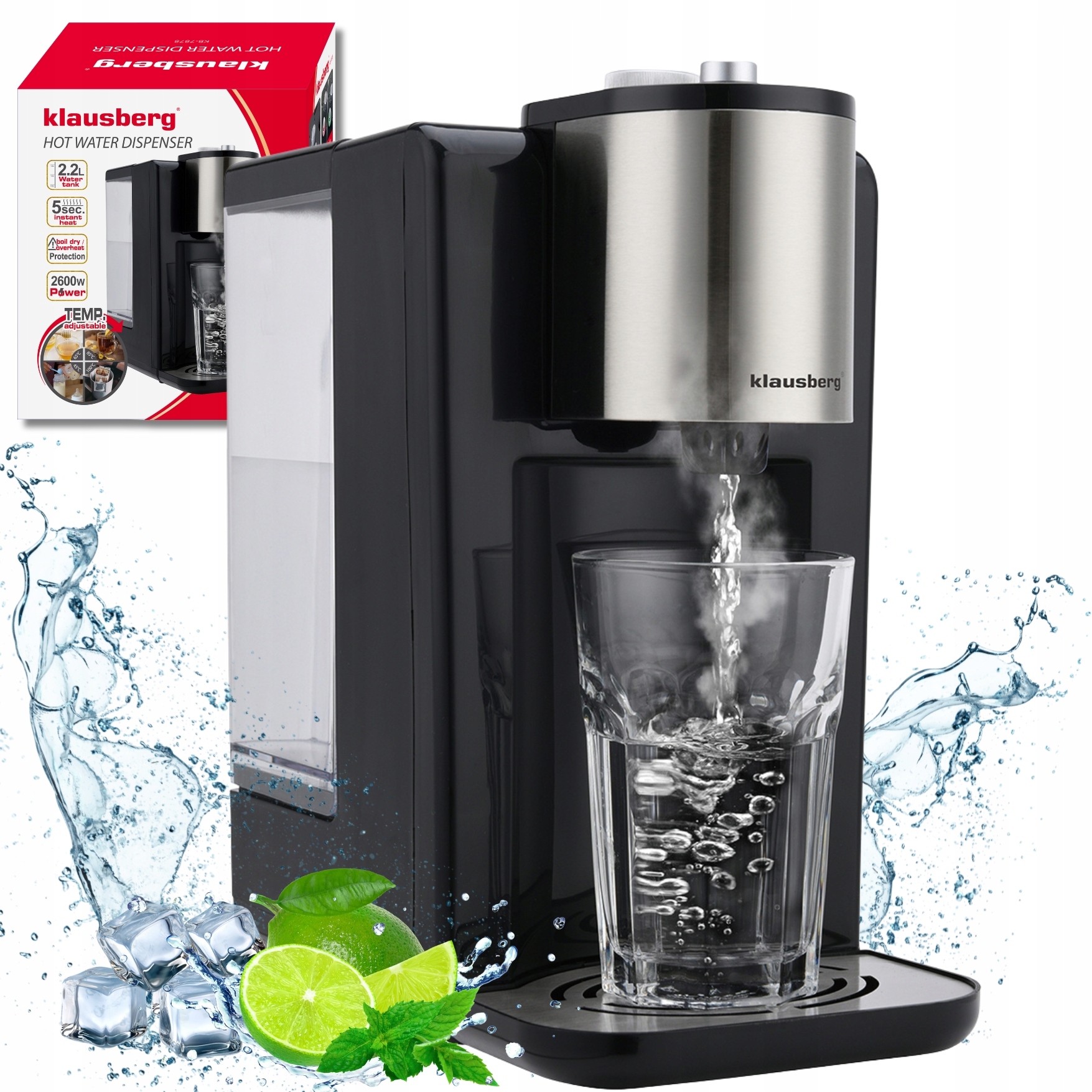 Dávkovač horké vody Konvice Klausberg 2.2L 2600W kávovar na vroucí vodu