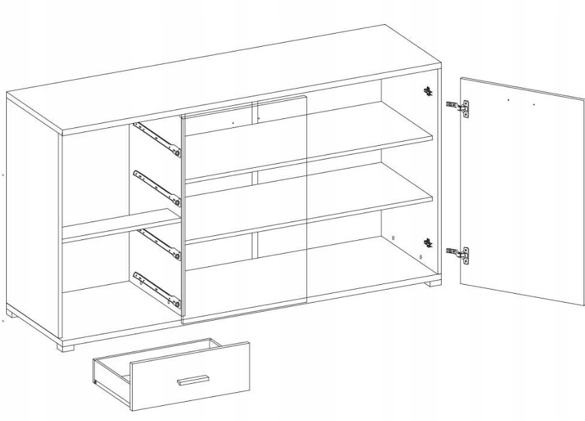 Zestaw szafa przesuwna ALBA 250 lustro komoda FRIDA szuflady kolory półki Liczba szuflad 0
