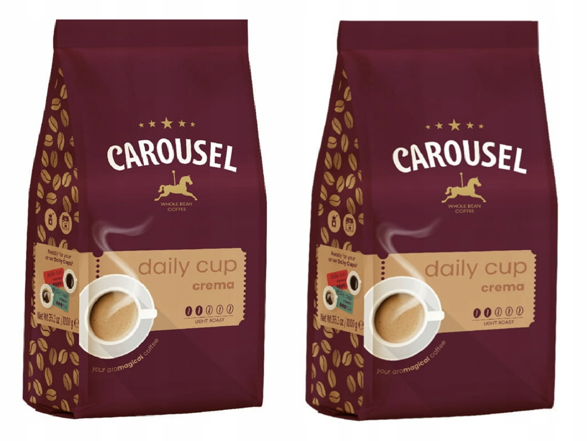 Zestaw 2x Carousel Coffee Daily Cup Crema Kawa ziarnista mieszana 1kg