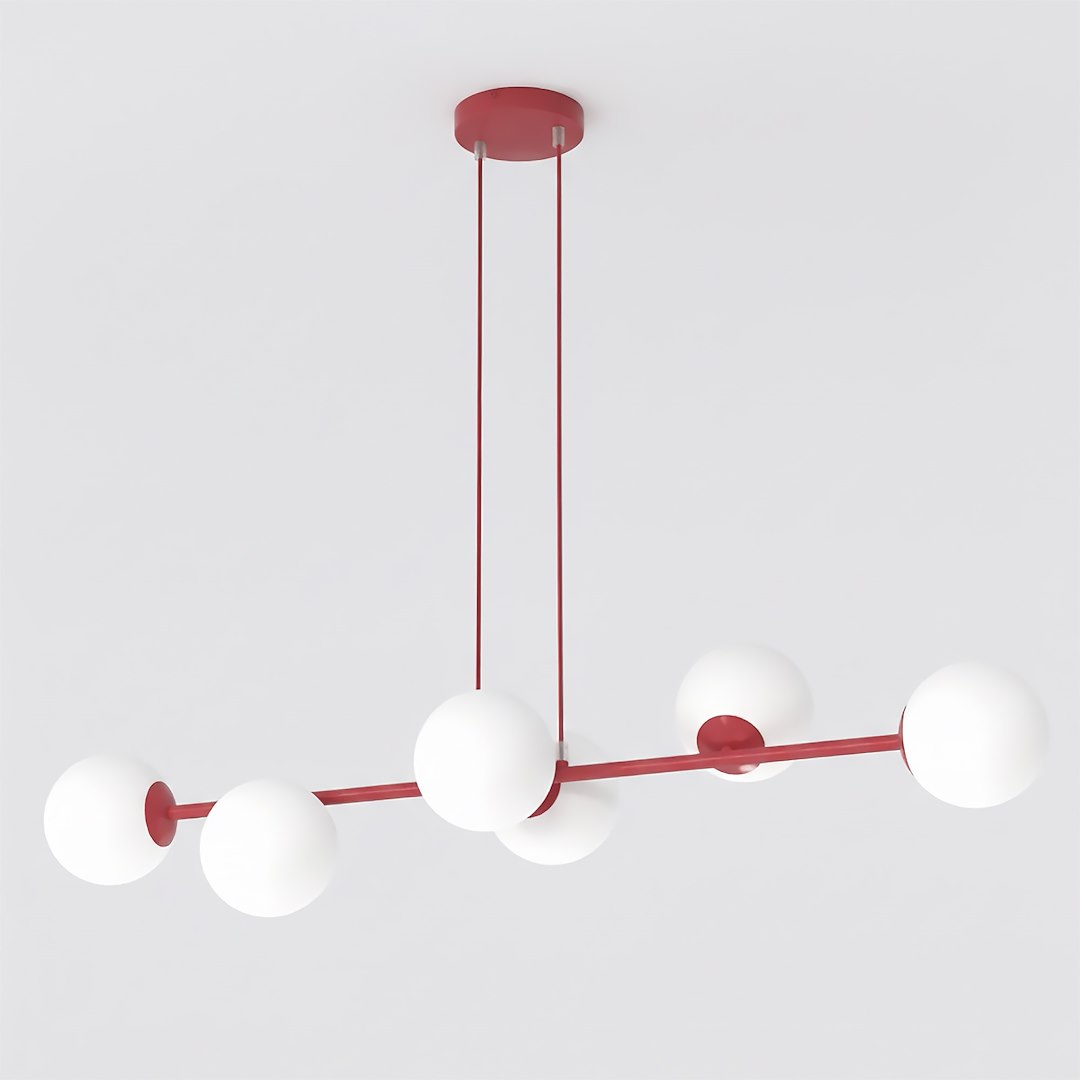 Závesná lampa Magnus 6 loftová burgundská opál, 6xE14, oceľ, sklo