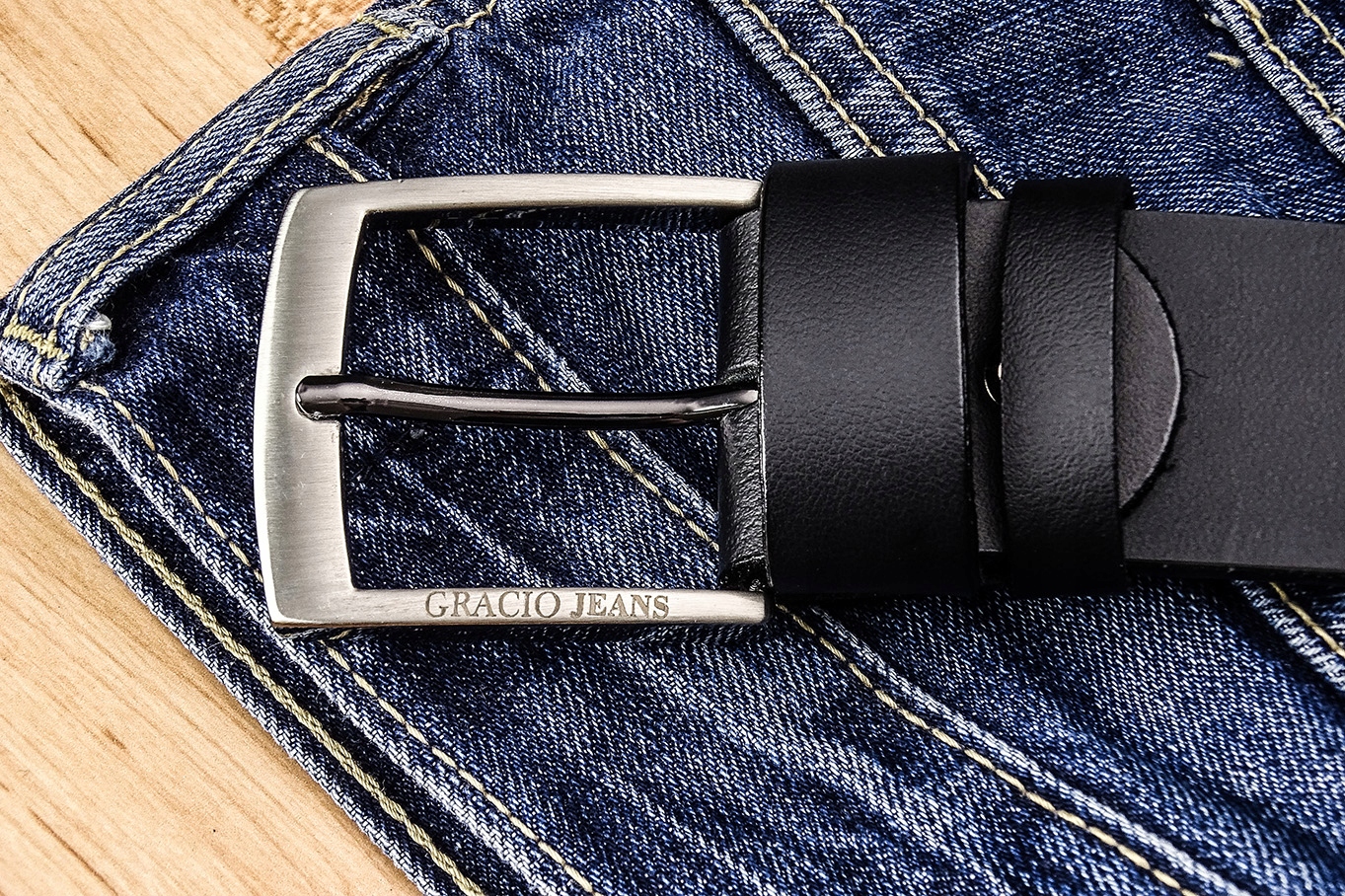 GRACIO PASEK Do Spodni Męski Długi Szeroki JEANS Marka Gracio