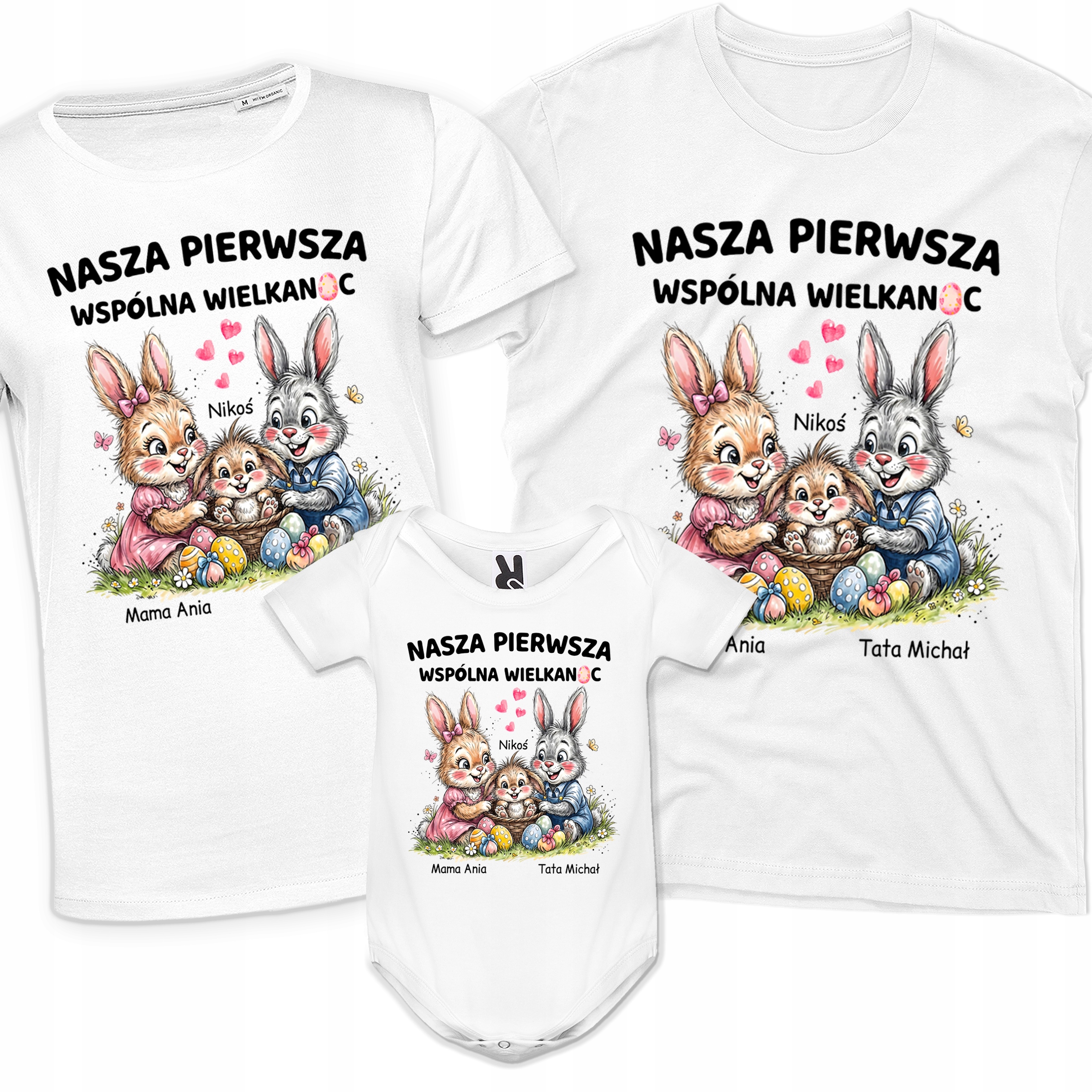 Sada Triček A Body Pro Maminku, Tatínka A Dítě, Naše První Velikonoce 3XL