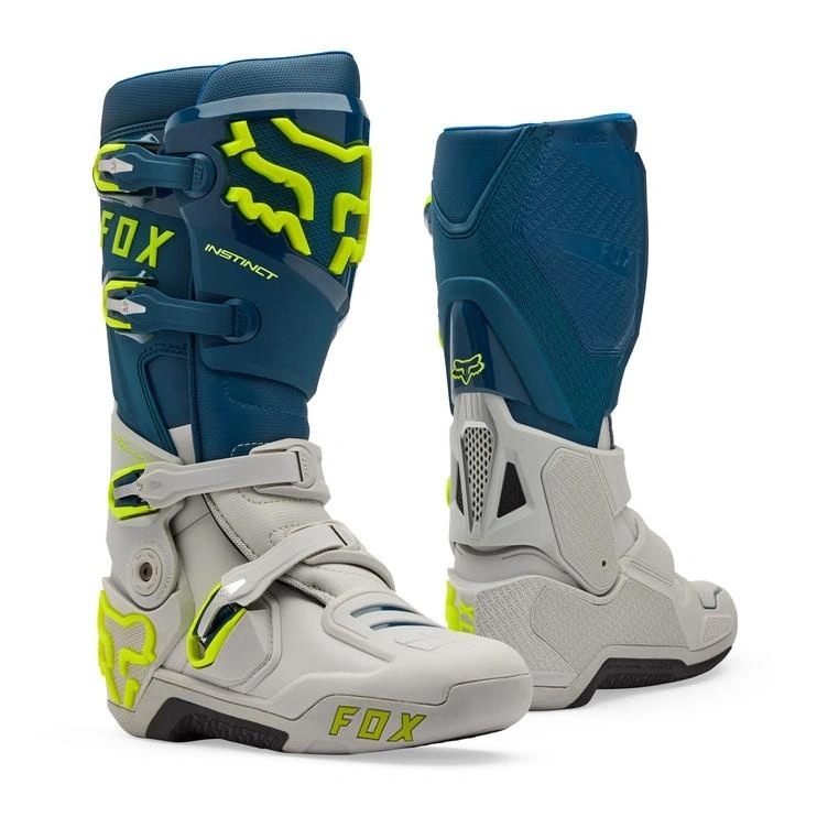 Topánky cross enduro Fox Instinct Twilight modré béžové žlté fluo Darčeky