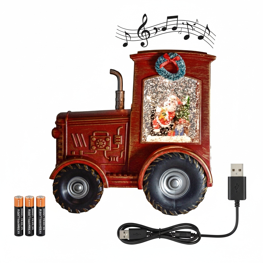 Sváteční Dekorace Traktor Mikuláš Dárky Padající Sníh
