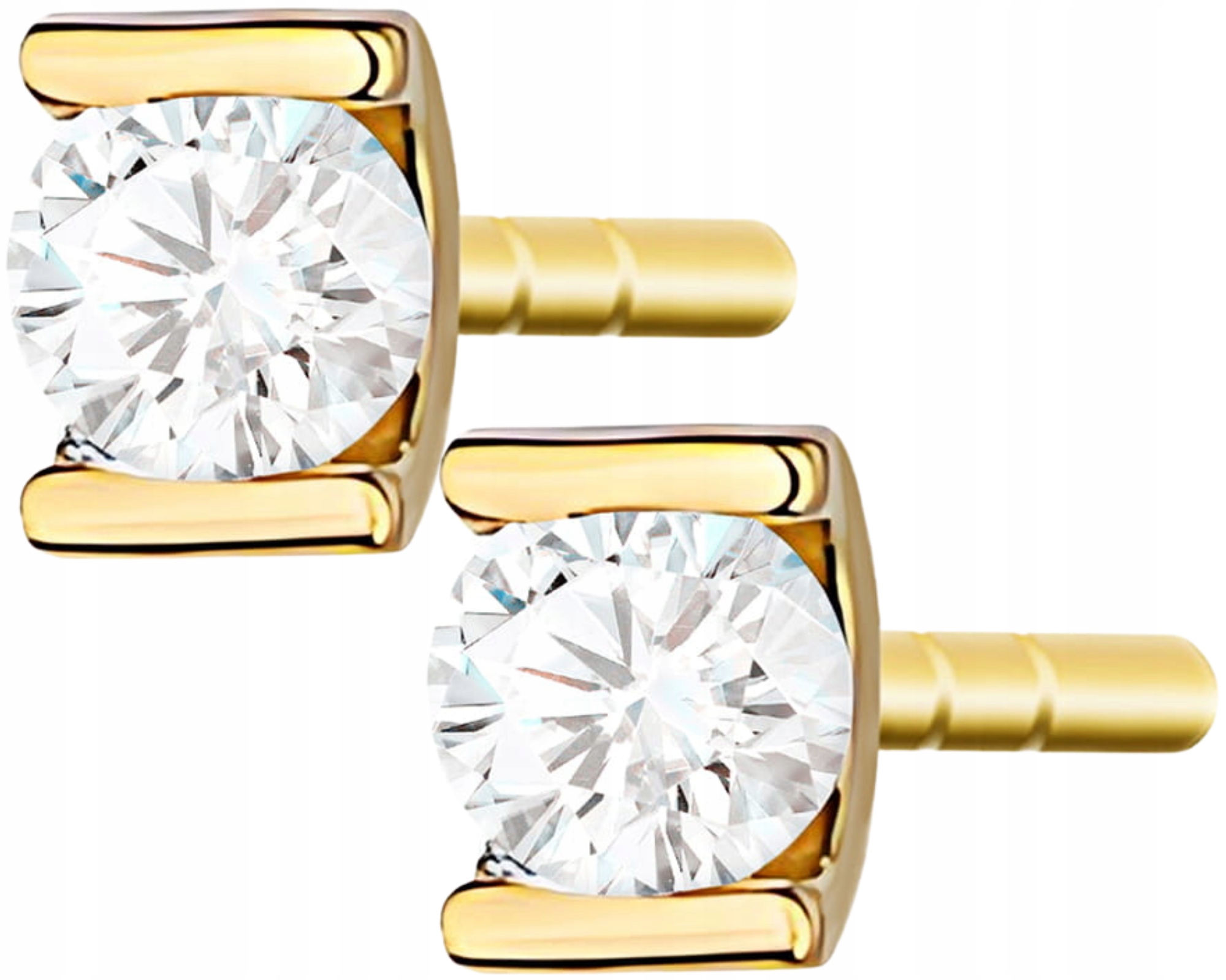 Zlaté náušnice s brilianty 0,08 ct, tyčinky, vruty