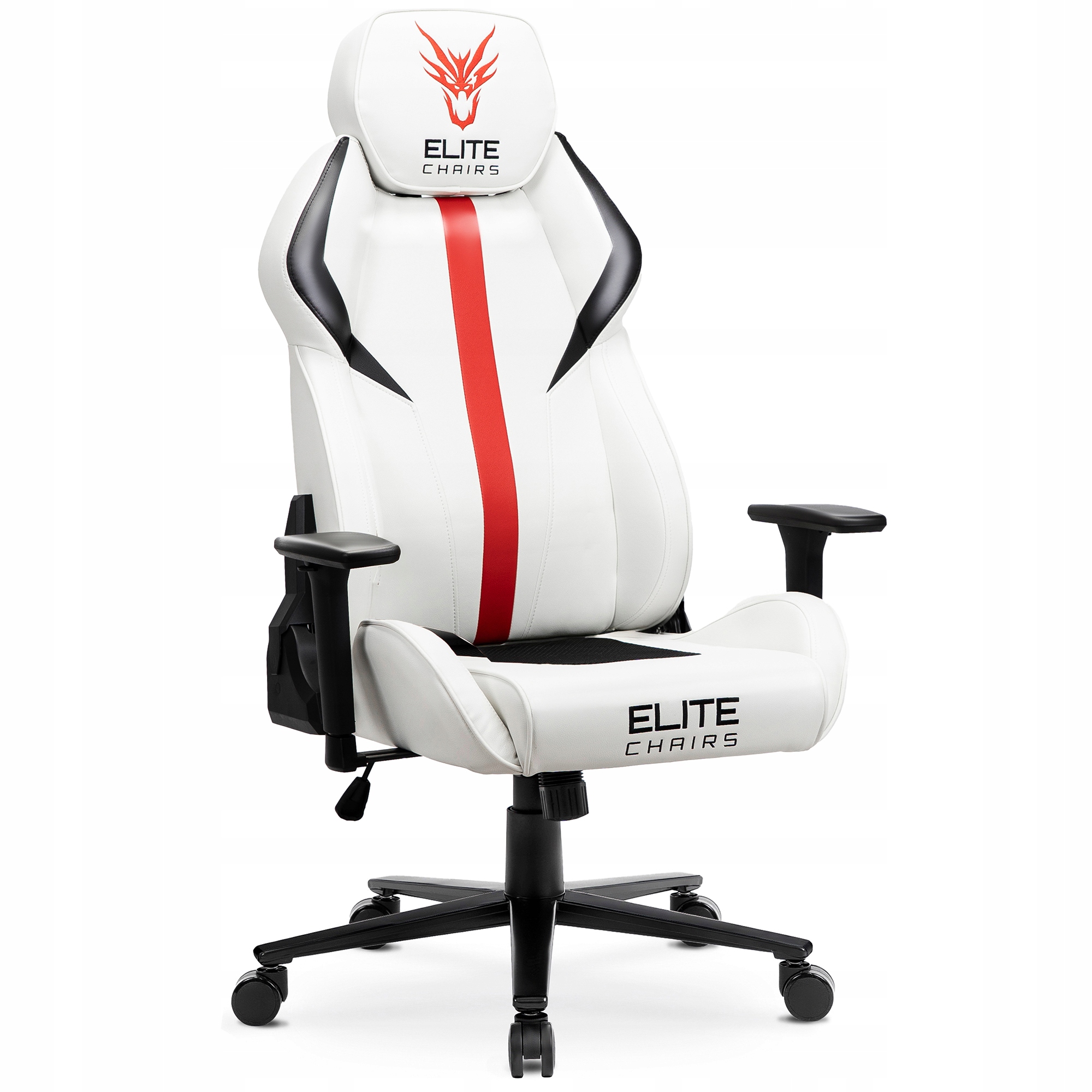 Bílá otočná herní židle Ergonomická kancelářská židle Ekokůže Nexon