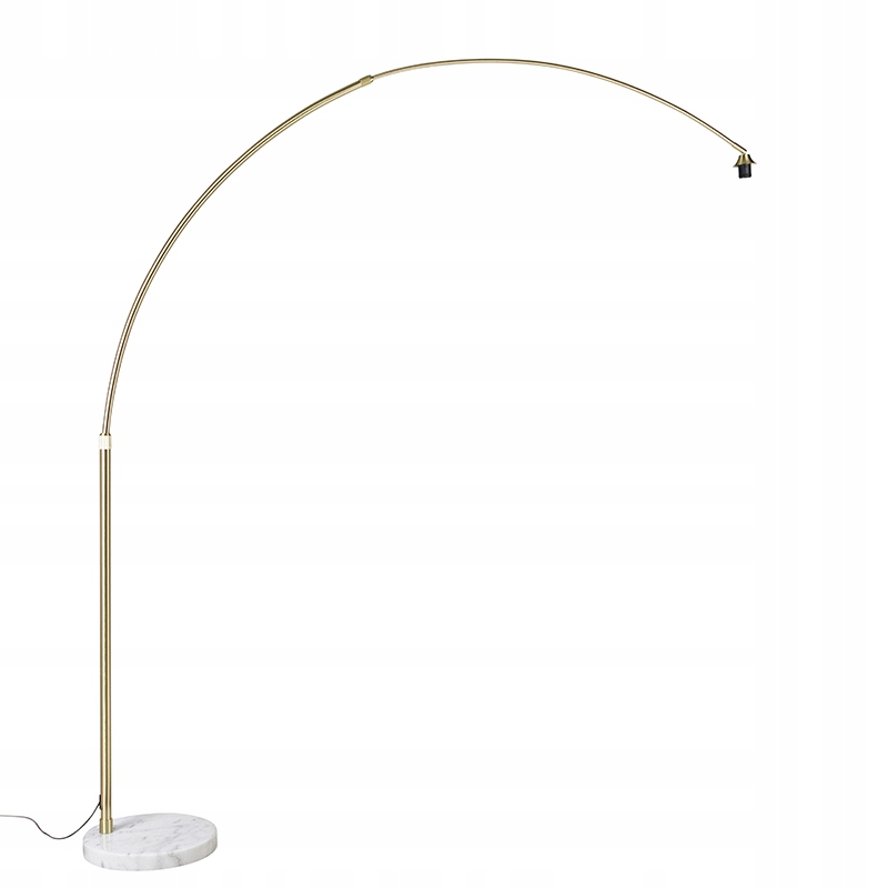 Lampa łukowa mosiądz z białą marmurową podstawą regulowana XXL