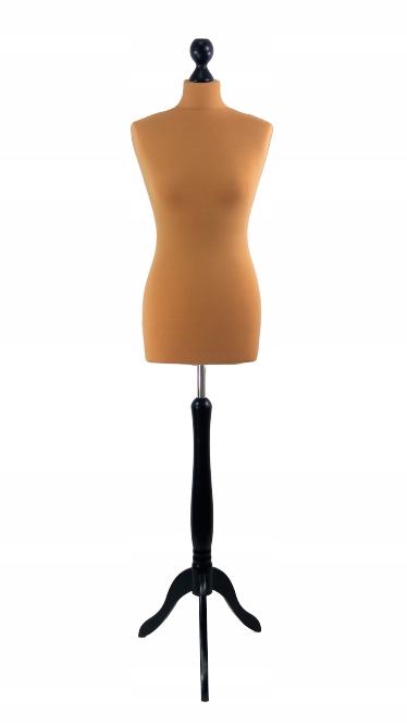 Krejčovská figurína 36 S/m karamelová Stojan na dřevo černý trojnožkový