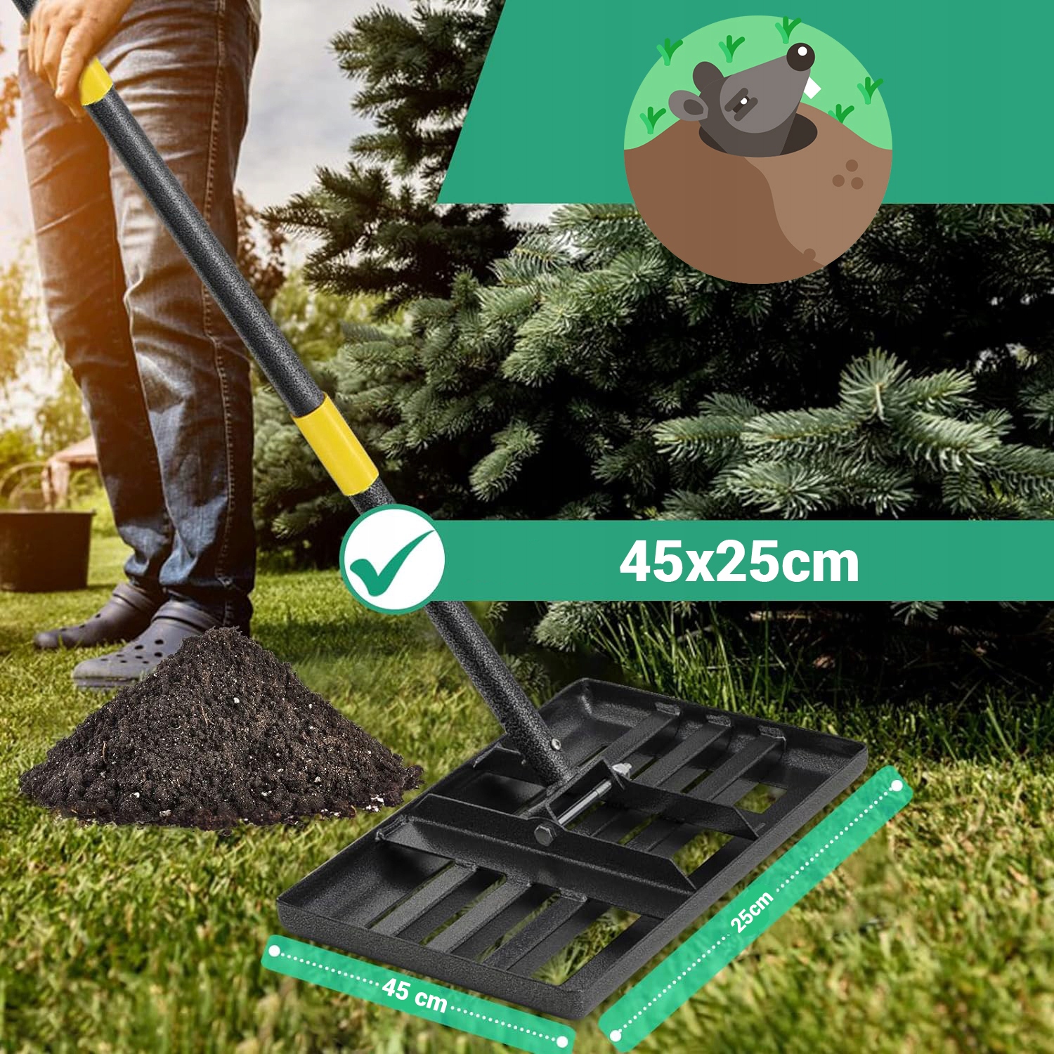 Ręczny Niwelator Terenu Grabie Równiarka Rozprowadzacz Ziemi Piaskowanie Stan opakowania oryginalne