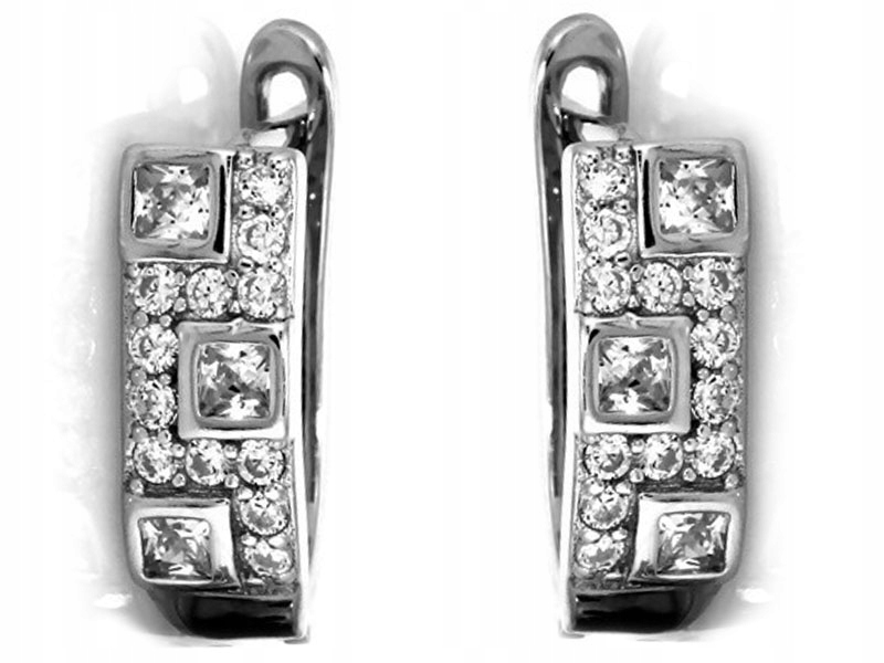 Stříbrné náušnice 925 čárek s čtverečky, moderní vzor jako dárek