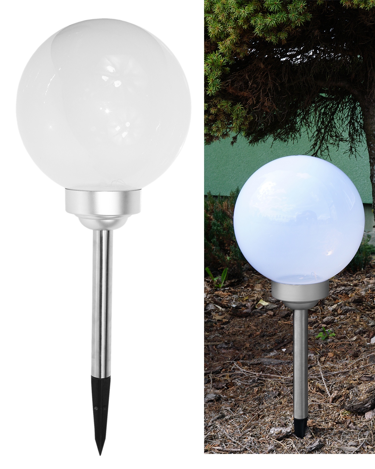 

Lampa Solarna Mleczna Kula 20cm Led Rgb Biały