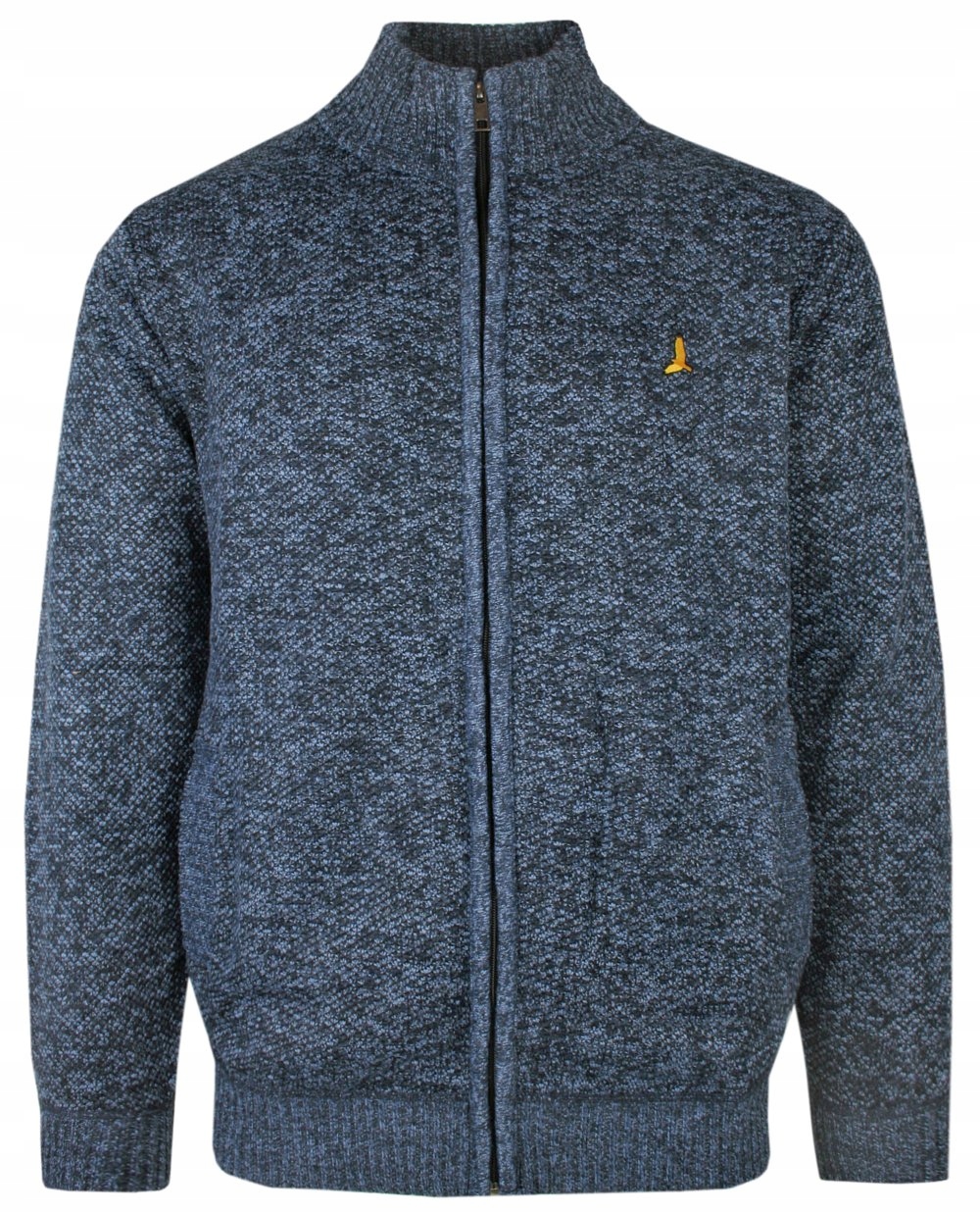 Svetr na zip, vysoký výstřih, kapsy – Brave Soul – Melanžově modrý – XL