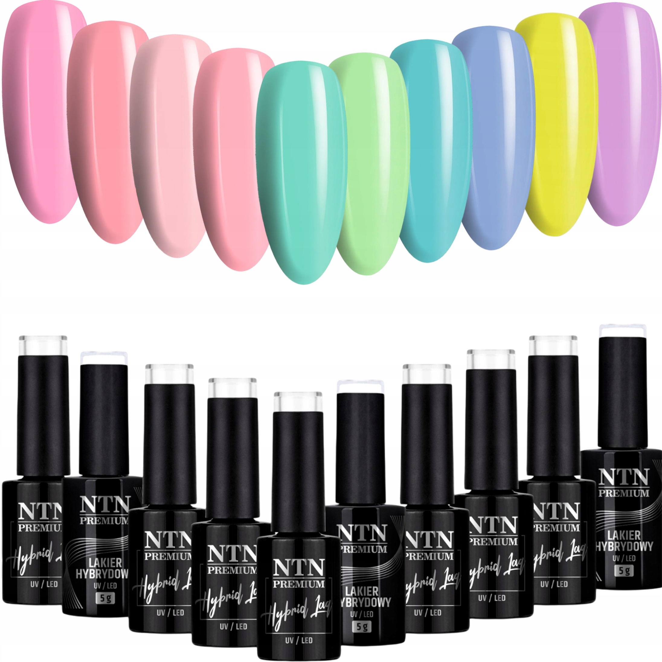 10x Lakier Hybrydowy Ntn 5g Wiosna Spring Wiosenne Pastelowe
