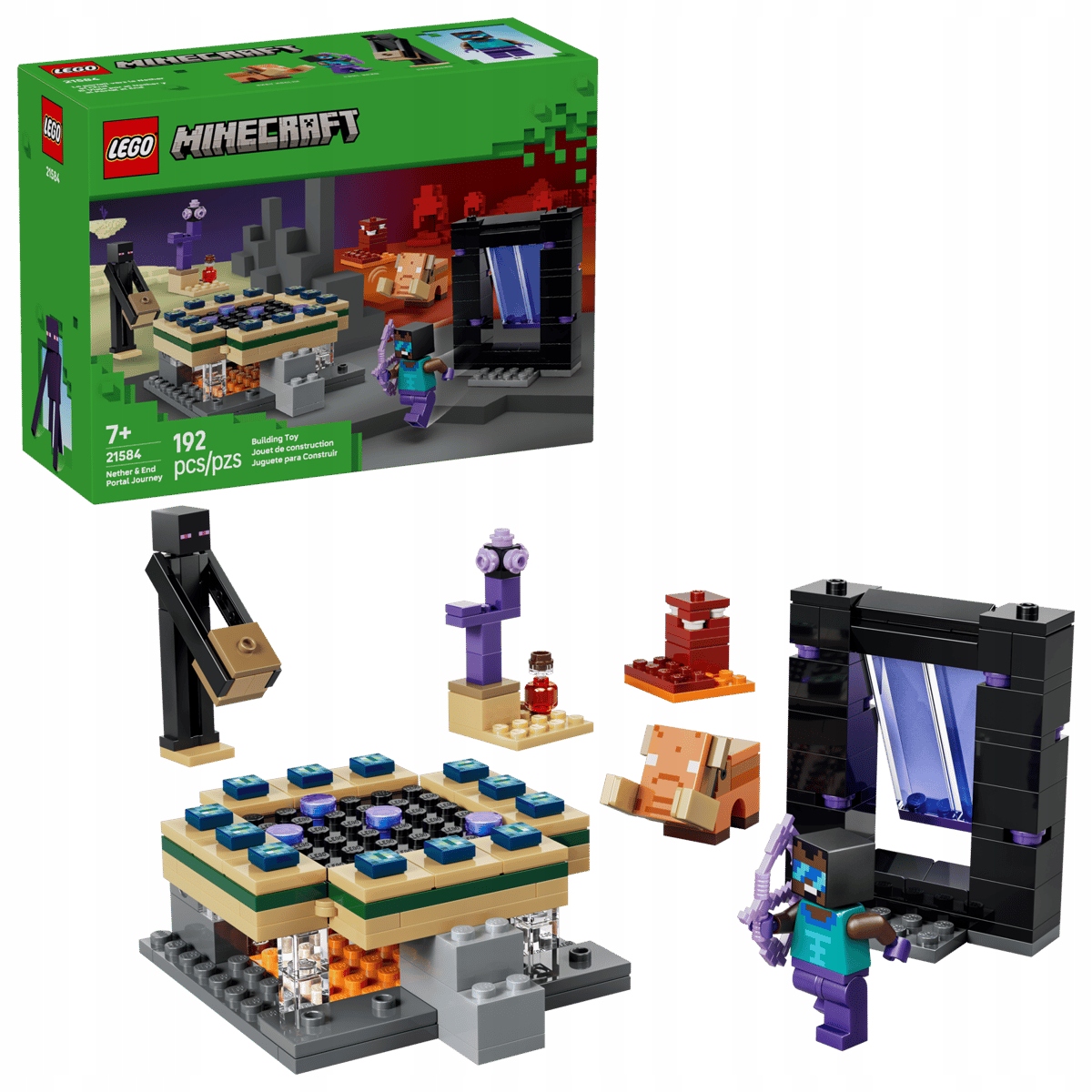 LEGO MINECRAFT 21584 PODRÓŻ PRZEZ PORTAL NETHERU I KRESU PREZENT 7+