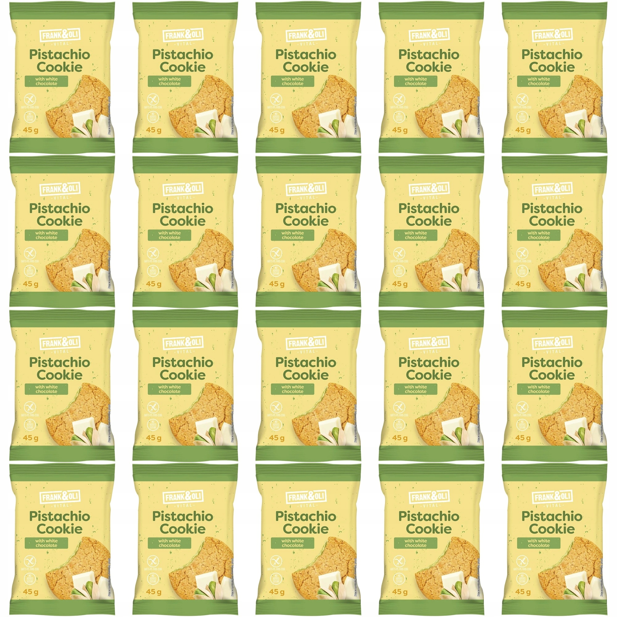 Zestaw ciasteczek Frank&Oli Ciasteczko pistacjowe z Białą Czekoladą 20 szt.