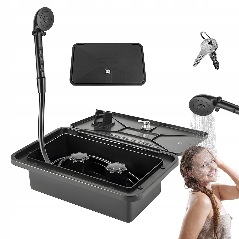 Sada Venkovního Sprchového Koutu Pro Obytný Vůz Se Zámkem A Hadicí