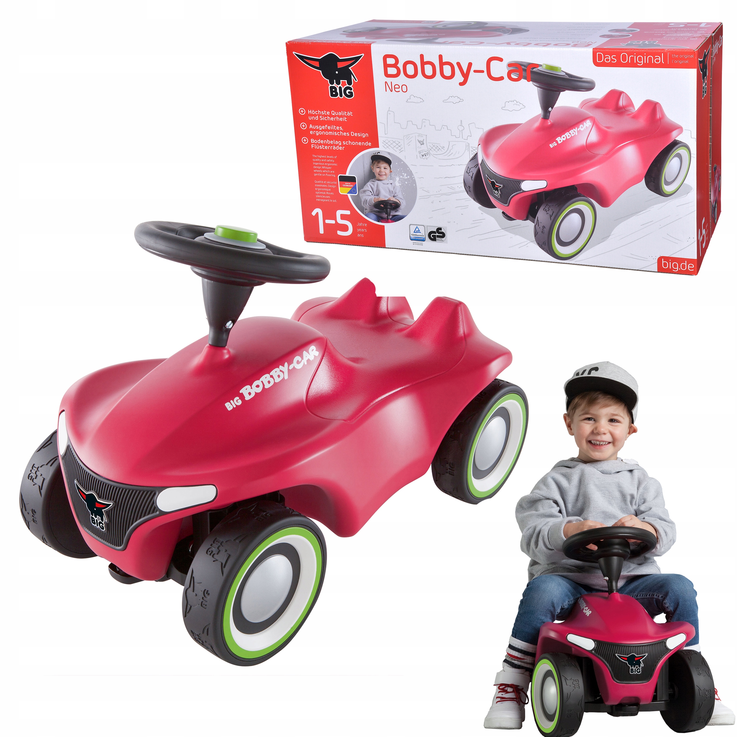 

Big Jeździk Neo Bobby Car Ciche Koła Klakson