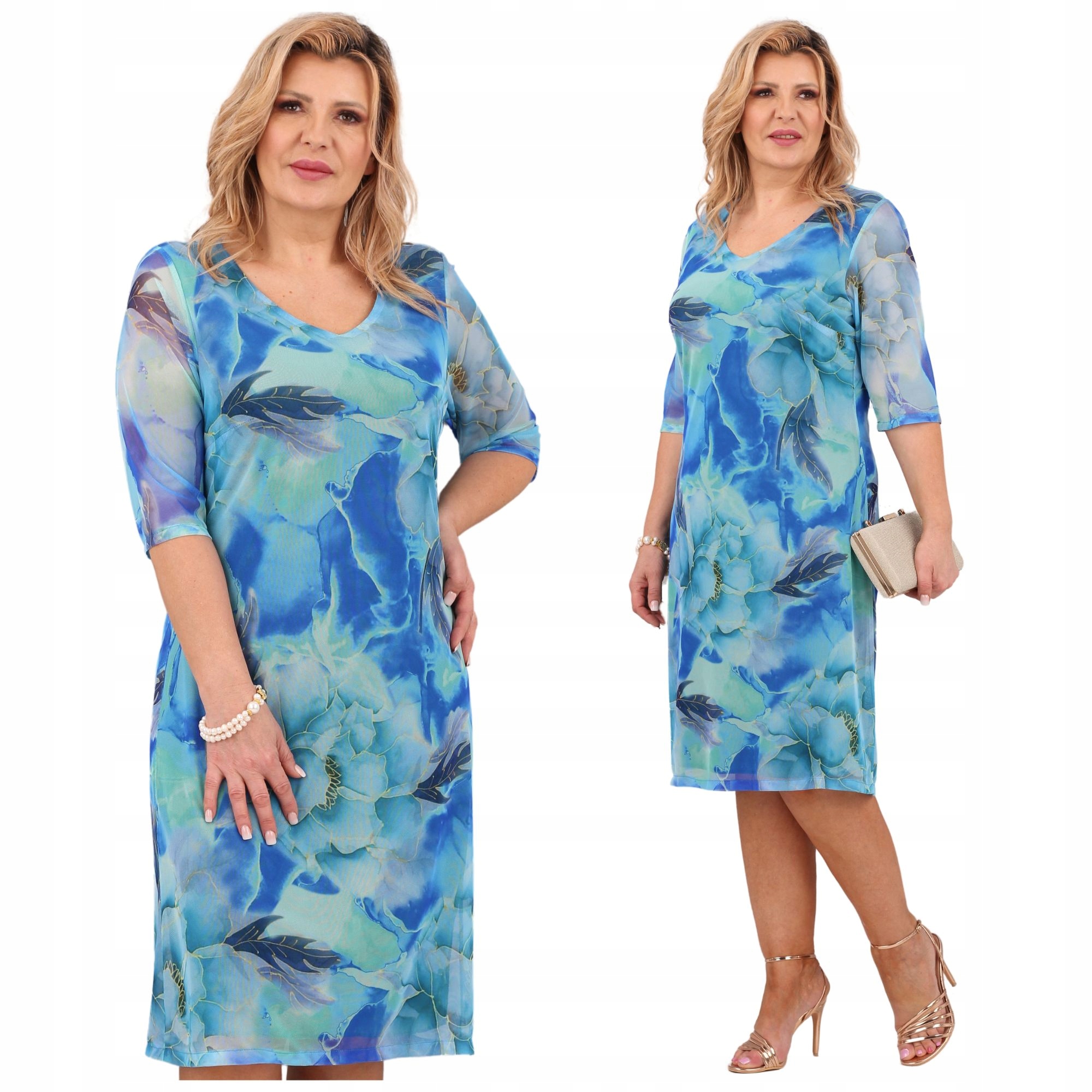 Elastyczna Sukienka Siateczka Polski Producent Duże Rozmiary