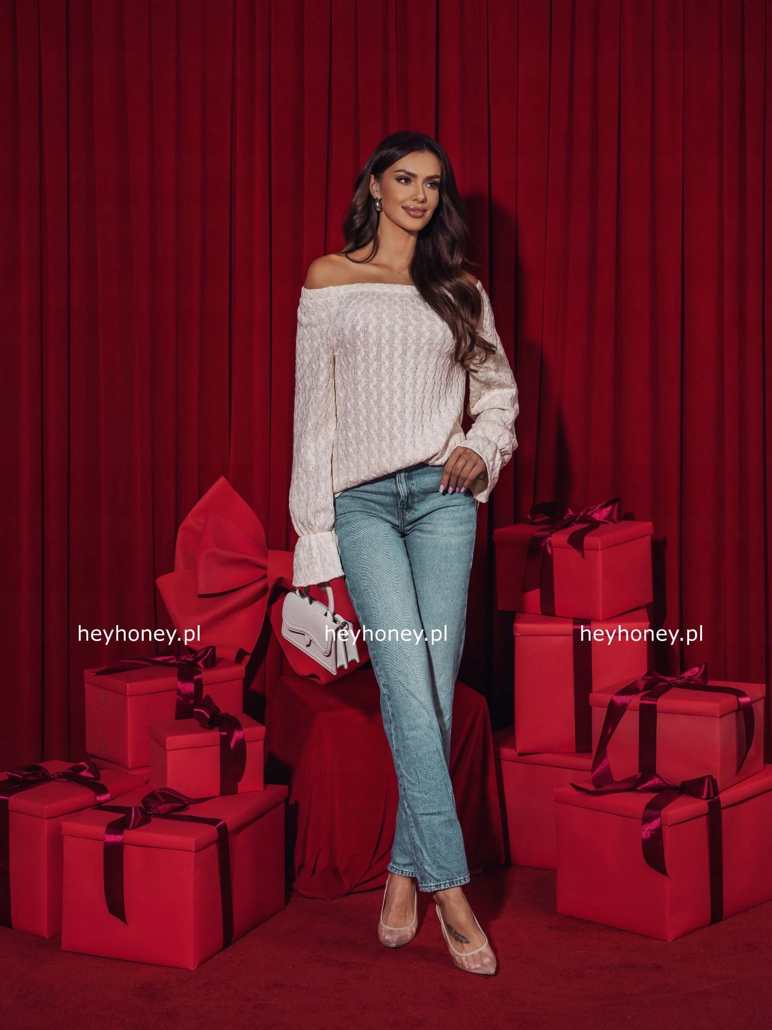 Bavlněný svetr s ozdobnou vazbou Světle béžový Cozy Ladies Univerzální